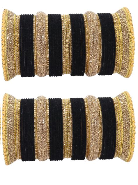 Buy LAVAZZA Premium Golden Zircon Stone Work Chuda Set For Bridal Women ...