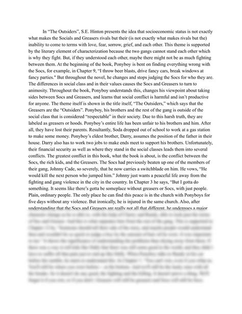Outsiders Theme Essay | AP English Language and Composition - AP ...