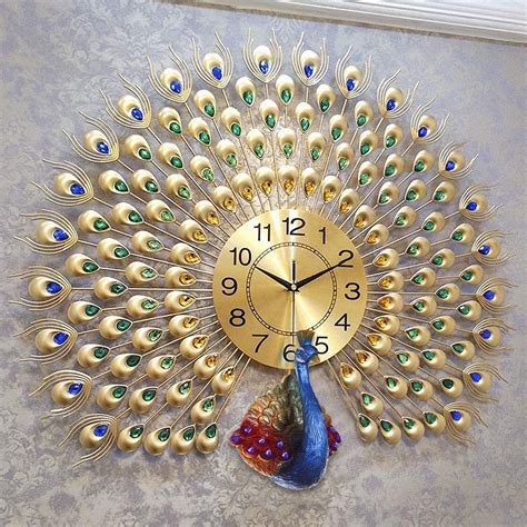 Buy NSXEEN Luxury Peacock Wall Clock Large 70X65 CM Fancy Modern Art ...