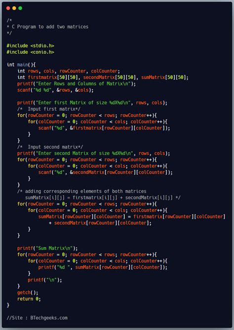 C# Program to Add Two Matrices Using 2D Array 的图像结果