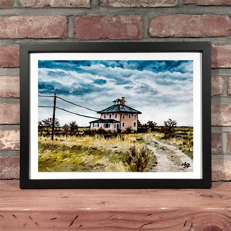 PLUM ISLAND Pink House // Oil Painting - Art Print - Etsy