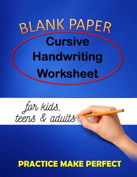 Buy BLANK PAPER Cursive Handwriting Worksheet for kids teens & adults ...