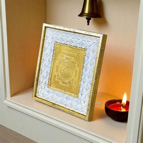 Shree Yantra Gold Plated Photo Frame, Silver and Gold God Frames Laxmi ...
