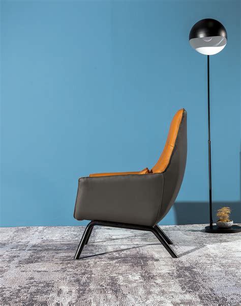 橙饰家居 | 全球一站式家装家居品牌 - 现代简约 金属内架高密度海绵 西皮面料 碳素钢脚架 休闲椅