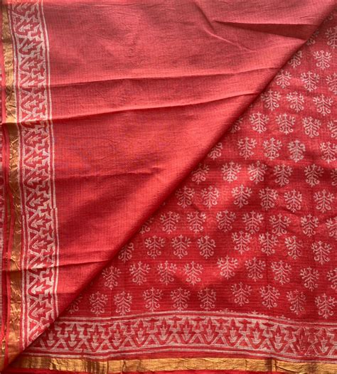 Handblock Printed Kota Doria Saree - 29126 – FABK