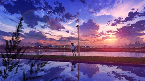 4K Ultra HD Anime Girl at Sunset in Uniform – Serene Twilight Scene by ...