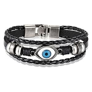 VIEN Multi-layers Evil -Eye Design Leather Bracelet For Men Personality ...