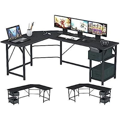 Buy SZXKT L Shaped Desk with Storage ，Home Office Corner Desk ，Computer ...