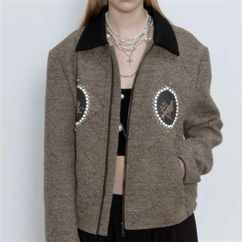 Pinkmoor ブラウン レトロ ウール混ジャケット オーバーサイズ 鳥柄 | Uturi -海外ブランドアイテム セレクトショップ-