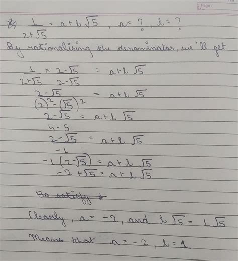r. If 1 /2+√5 = a +b√5, find the values of a and b.in answer sheet ...