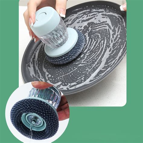 Dish Brush under $5! Xqxayjr Soap Dispensing Dish Brush, Ergonomic Palm ...