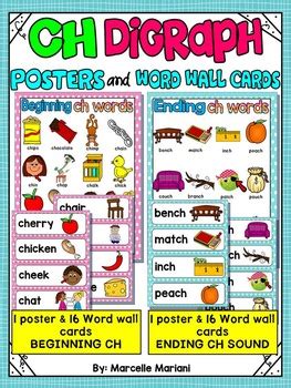CH- WORD WALL CARDS AND POSTERS- BEGINNING AND ENDING CH WORDS | TPT
