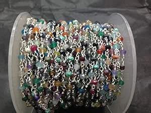 10 feet of Mix Stones Gold Plated Wire Wrapped Chain 3-3.5mm : Amazon ...