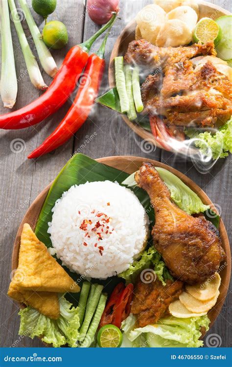 Southeast Asian Food Nasi Ayam Penyet Stock Photo - Image of fresh ...