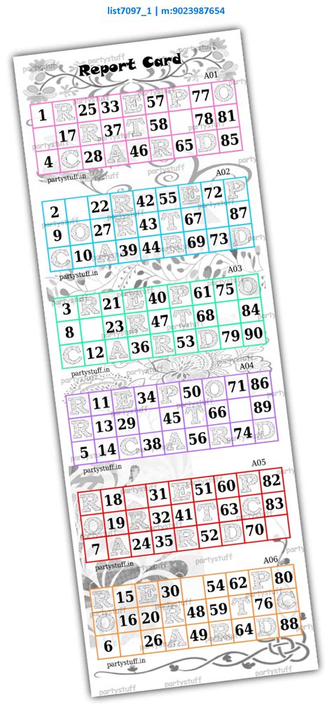 Tambola Housie | Report Card Designs