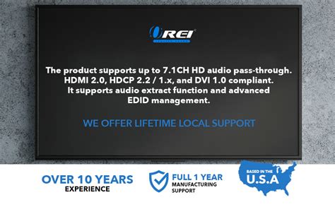 1x8 HDMI Extender Splitter 4K by OREI Multiple Over Single Cable CAT6/7 ...