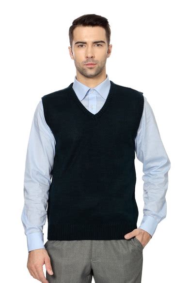 Buy Men Blue Knit V Neck Sweater Online - 87342 | Peter England