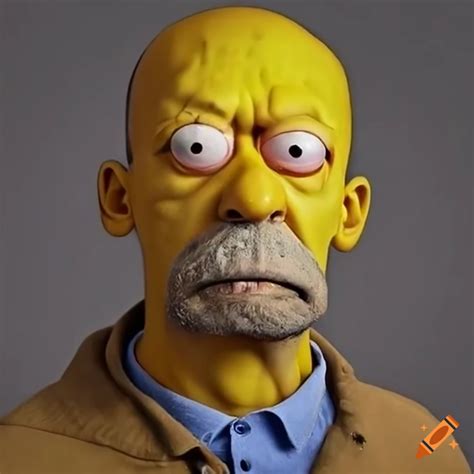 Hyper realistic homer simpson staring into the camera