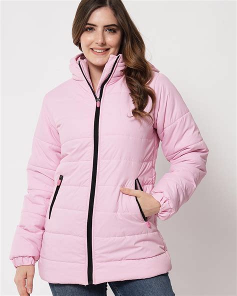Buy Women's Pink Hooded Puffer Jacket Online at Bewakoof