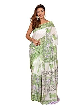 Buy Shivanya Handicrafts Women's Hand Block Printed Cotton Mulmul Saree ...