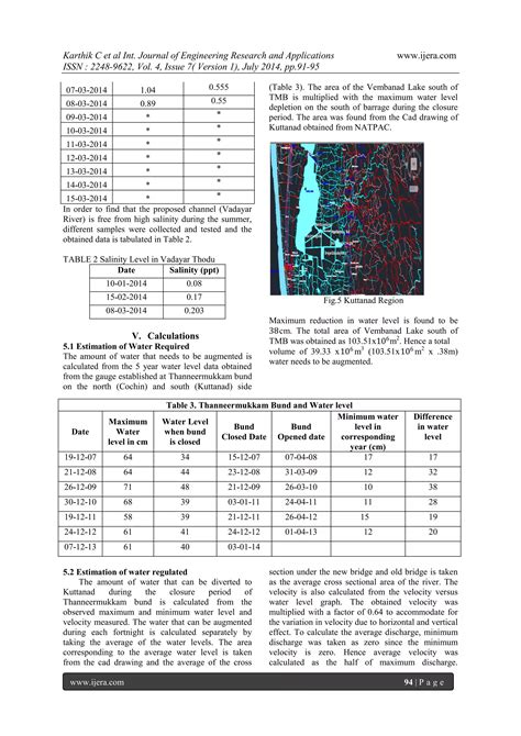Fresh Water Augmentation and Salinity Management in Kuttanad | PDF