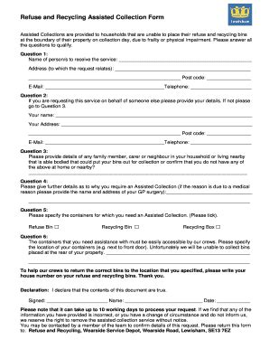 Fillable Online Form assisted collection Fax Email Print - pdfFiller