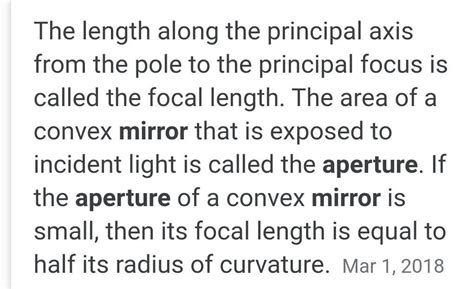 What is aperture of a mirror? What is the condition if R=2f? - Brainly.in