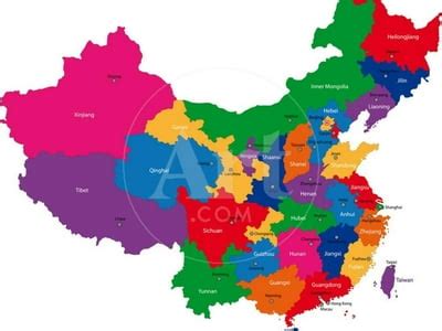 Buy Color Map of the Regions and Divisions of China Print Wall Art By ...
