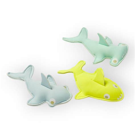 SUNNYLiFE Salty the Shark Dive Buddies Aqua Neon Yellow Set of 3 ...