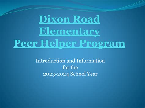 Peer Helpers | Dixon Road Elementary School