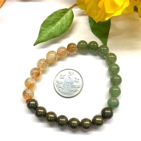 Citrine Green Aventurine & Pyrite Bracelet Multi Beads ( Abundance and