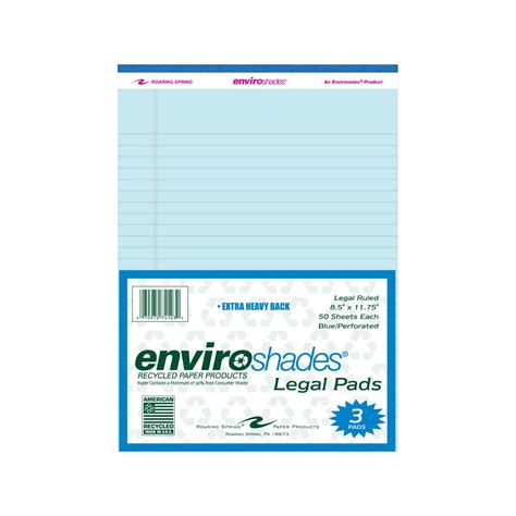 Roaring Spring Paper Products 8.5" x 11.75" Legal Pads, Recycled Blue ...