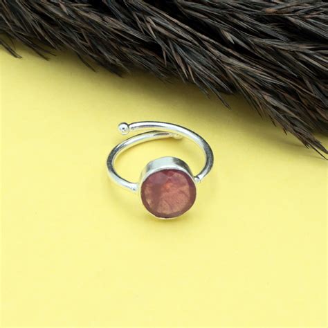 Dua Handmade Ruby Manak Oval Ring 9x11mm – Adjustable Red Silver-Plate