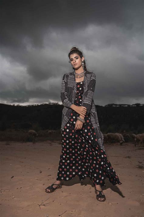 Printed Cotton Top With Asymmetric Cape And Palazzo - Set Of Three