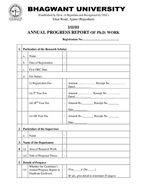 Annual Progress Report - Fill Online, Printable, Fillable, Blank ...