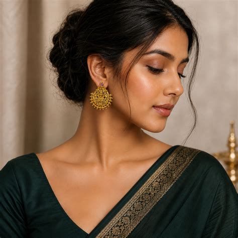 Lakshmi Ruby Nakshi Earring -NE00322 – Spurthi Jewels