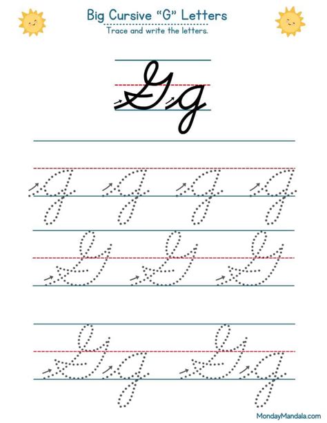 10 Cursive G Worksheets (Free Letter Writing Printables)
