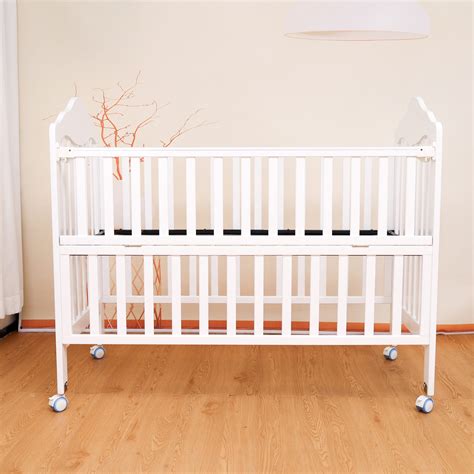 Classic White Wooden Crib with Wheels 1039 - Craft Child