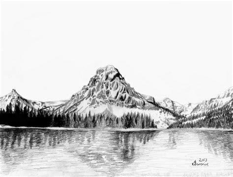 Mountain Pencil Sketch at PaintingValley.com | Explore collection of ...