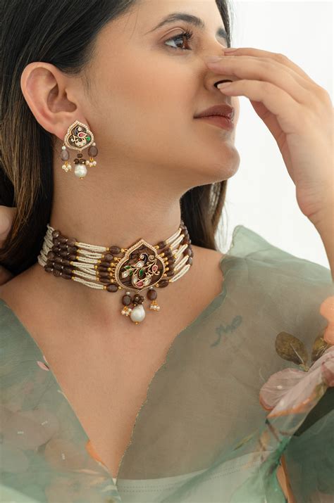 Timeless Brown and Ivory Multi-Strand Choker Set – Jaipri