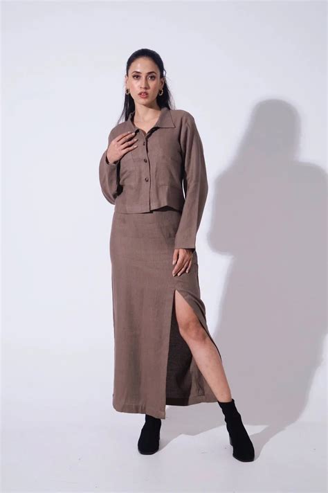 Buy Reverie Jute - Mocha Top & long skirt for Women Online at Naava