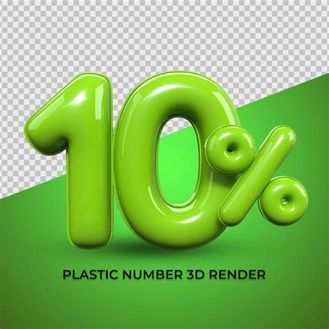 3d render numbers percentage 10 green color for discount, progress ...