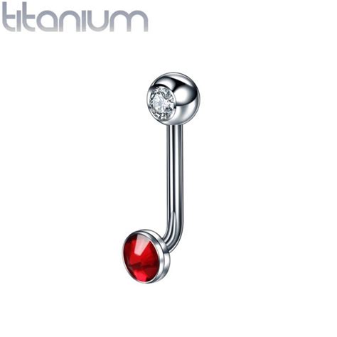Internally threaded titanium christina piercing with coloured crystal ...