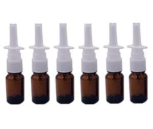 XINGZI 6PCS Travel-Sized 5ML Empty Refillable Amber Glass Nasal Spray ...