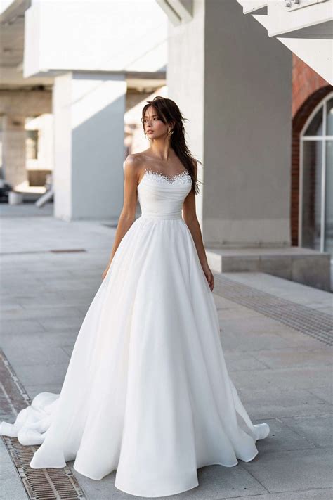 Plain Wedding Dress A Line at Christopher Laskey blog