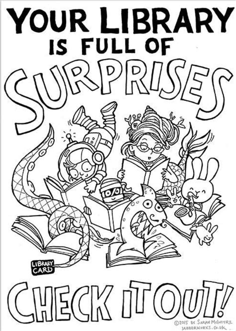Library Coloring Pages Printables