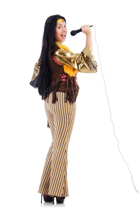 Woman In Spanish Clothing With Mic Photo Background And Picture For ...