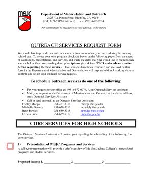 Fillable Online www1 msjc Outreach Services Request Form - Mt. San ...
