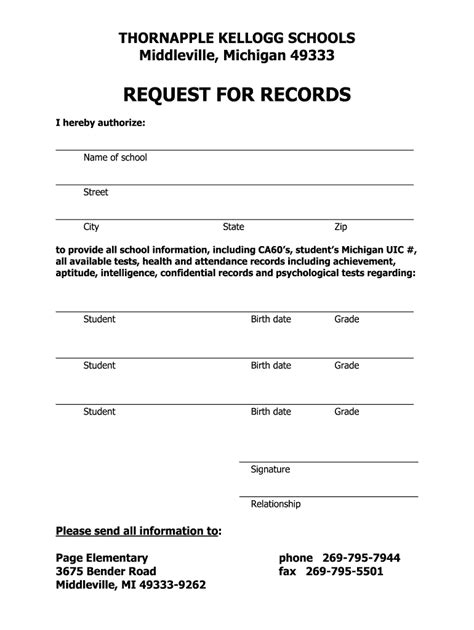 2008-2026 Form MI Thornapple Kellogg Schools Request for Records ...