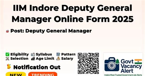 IIM Indore Deputy General Manager Online Form 2025 - Deputy General ...